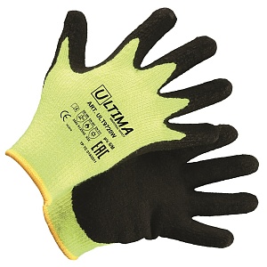 Перчатки ULT9720W из высокополимеризированного волокна c покрытием из вспененного латекса, утепленные