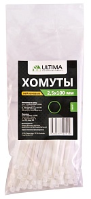 Хомуты нейлоновые, белые, 100 шт/пакет