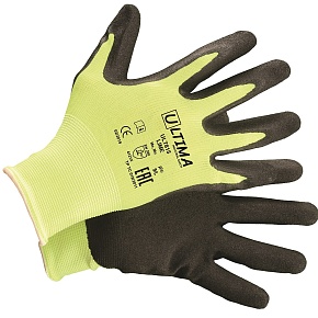Перчатки ULT815 LIME нейлоновые с зернистым нитриловым покрытием ULTIMA®